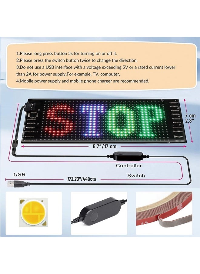 Generic - LED Sign for Car, 7''x3''Flexible LED Matrix Panel USB 5V Bluetooth Application Control DIY Programmable Scrolling LED Sign for Car Party Wedding Festival - Image 1