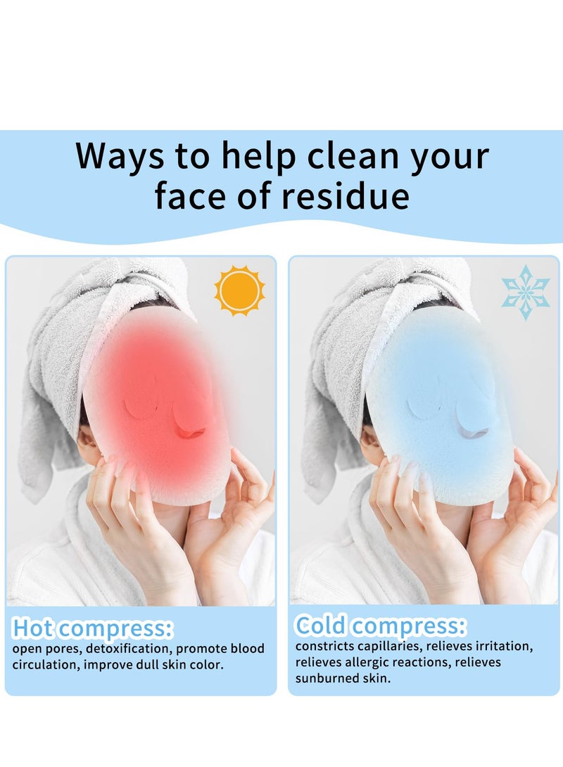 إسكدنيا قناع منشفة بخاري قابل لإعادة الاستخدام مكون من قطعتين، مجموعة قناع منشفة الوجه الساخن لترطيب الوجه، قناع منشفة سبا للعناية بالبشرة من الصوف المرجاني للنساء والفتيات والأطفال (أبيض) - Image 3