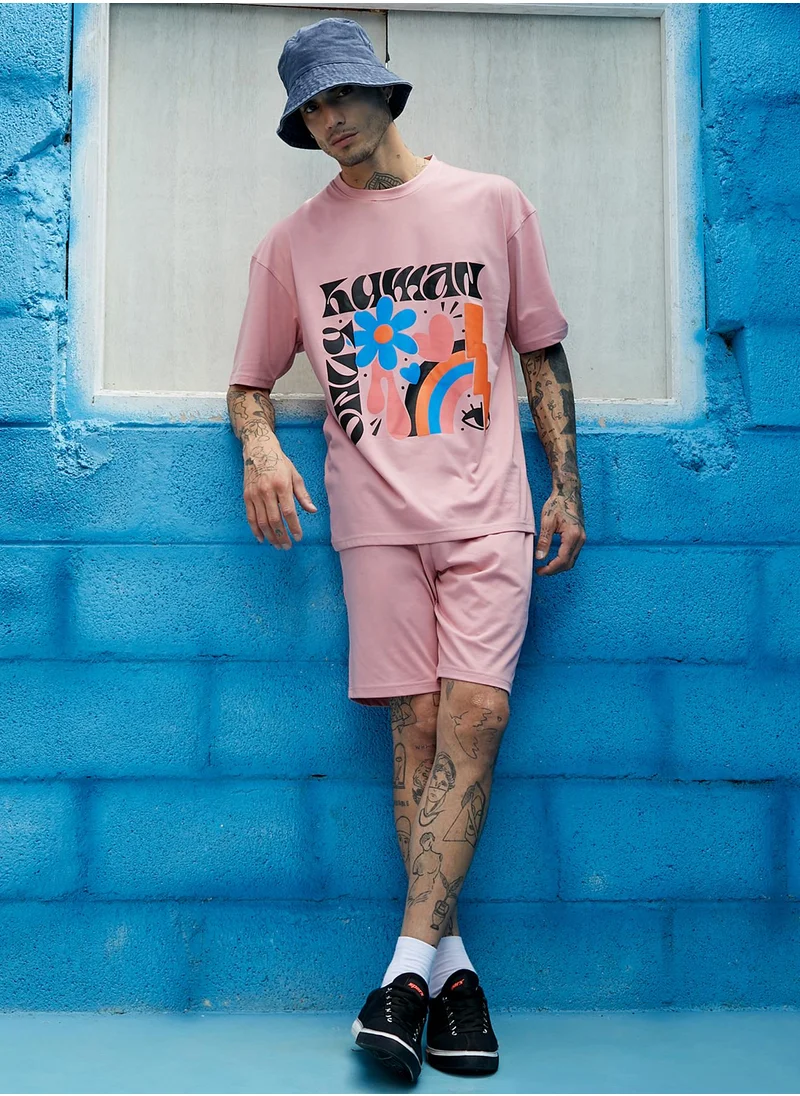 Campus Sutra Men's Peach Cupid Co-Ord Set