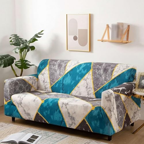 B BESTILO Marble Print Sofa Cover 3 Seater Fully Covered | Universal 360° Anti-Slip Stretchable 3Seater Sofa Slipcover | Elastic Sofa Set Imported Slipcover Protector (Triple Seater, 190-230 cm) - Image 1