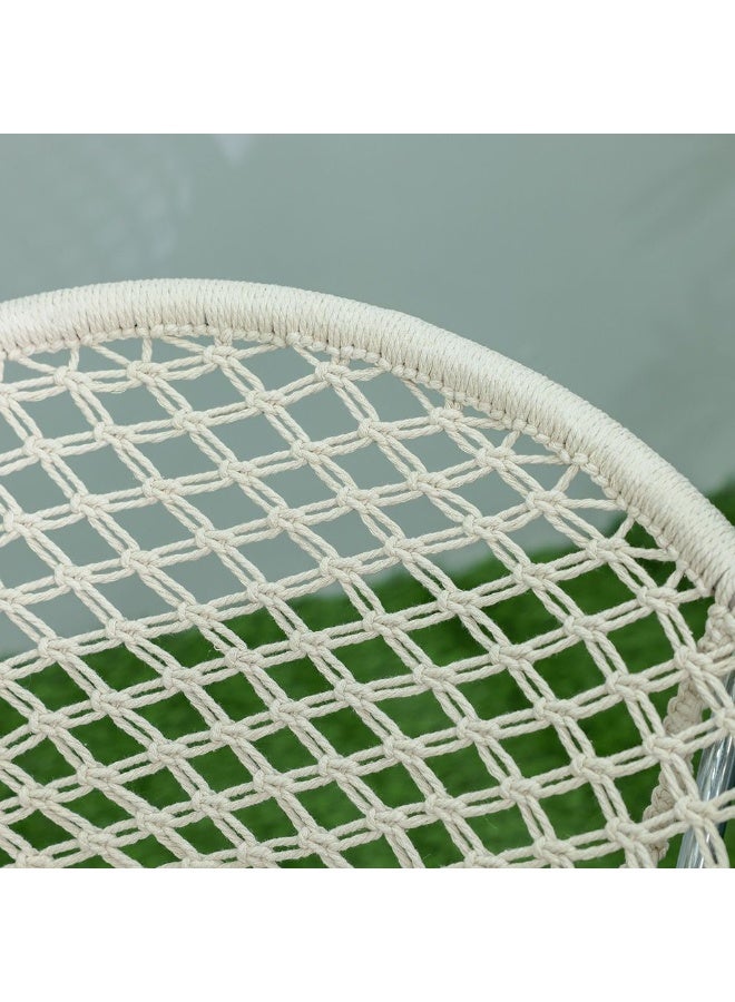 DANUBE HOME Cotton Rope Relaxing Chair Light Weight Patio Chair All Weather Durable Material Picnic Chair Portable Stool For Outdoor Garden Camping Picnic Off White - Image 3