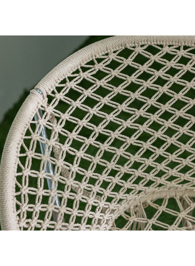 DANUBE HOME Cotton Rope Relaxing Chair Light Weight Patio Chair All Weather Durable Material Picnic Chair Portable Stool For Outdoor Garden Camping Picnic Off White - Image 4