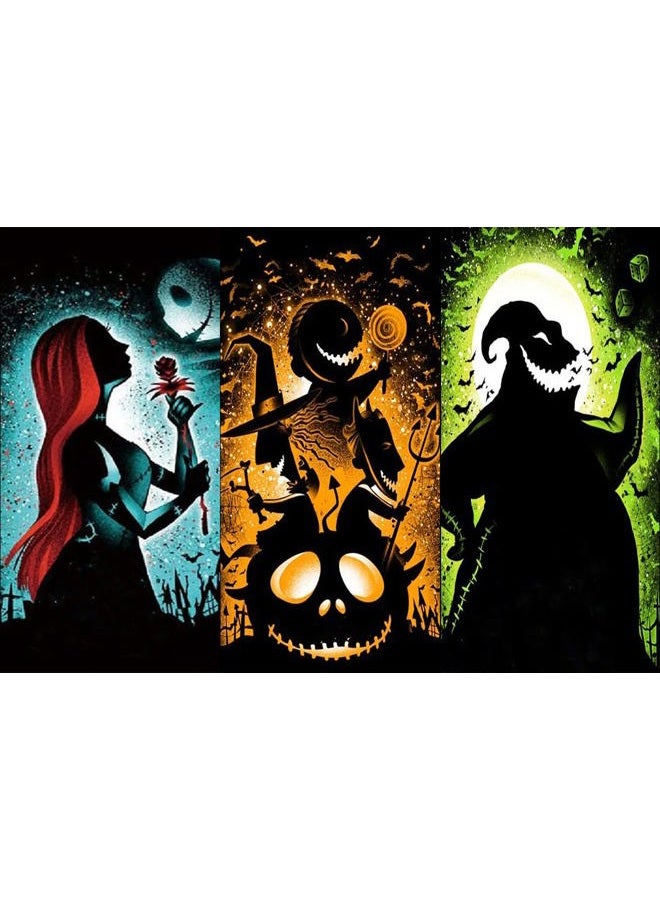 Eterkosu Halloween Diamond Art Painting Kits for Adults - Jack and Sally DIY 5D Paint with Diamonds Gem Art Painting Kits DIY Nightmare Before Christmas Round Full Drill Diamond Dots Paintings Adult Crafts - Image 1