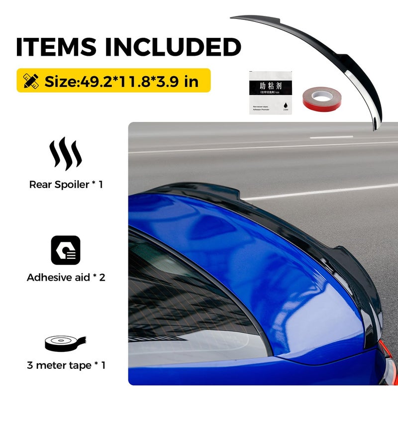Xprite Spoiler Wing Compatible with 2021 2022 2023 2024 2025 2026 Honda Civic Sedan Sport Spoiler 11th Civic Rear Trunk Spoiler ABS Material- Glossy Black - Image 5