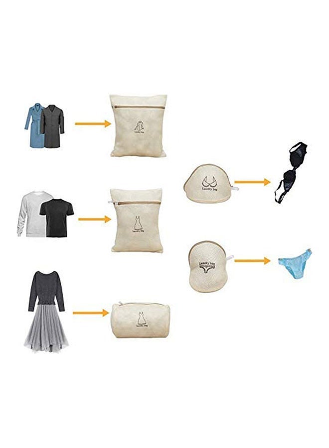 NIBEMINENT 5-Pack Laundry Mesh Bags Beige - Image 4