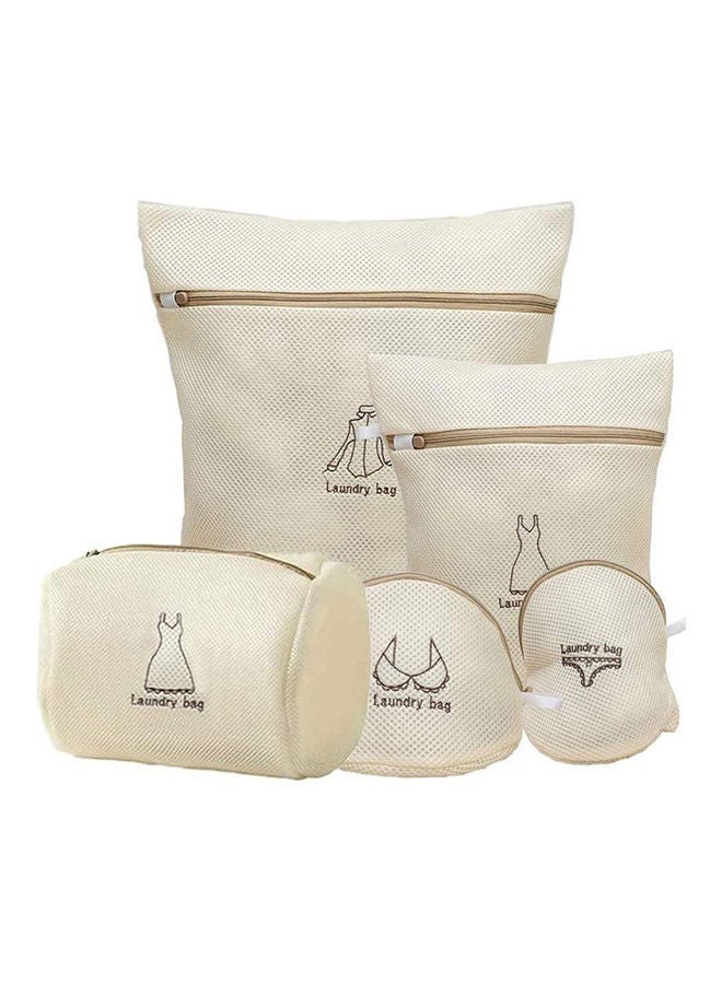 NIBEMINENT 5-Pack Laundry Mesh Bags Beige - Image 1