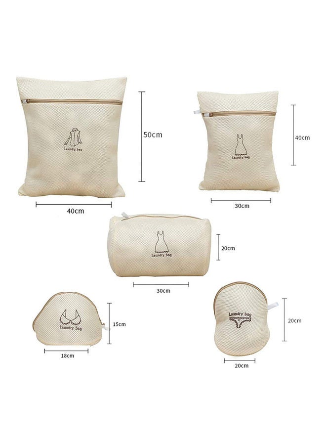 NIBEMINENT 5-Pack Laundry Mesh Bags Beige - Image 2