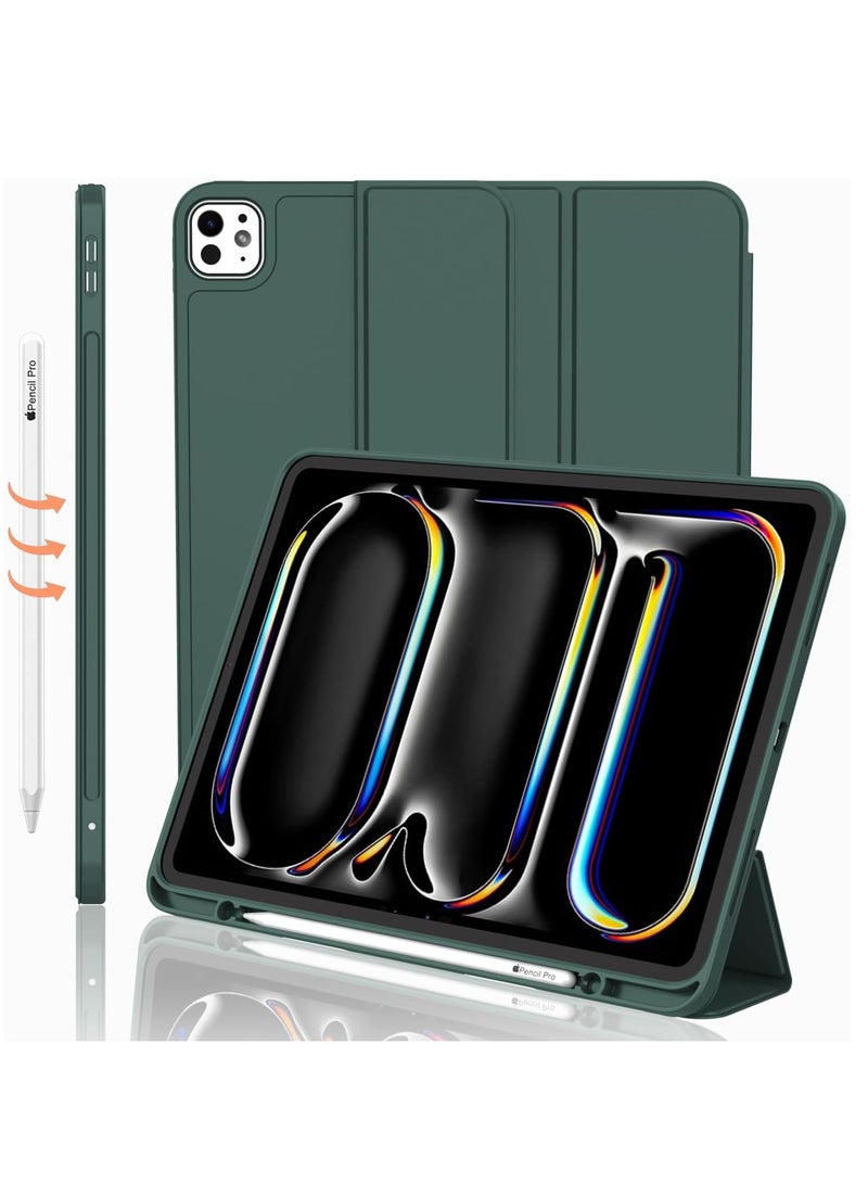 MIGOFAST iPad Pro 11 Inch Case M4 (2024 5th Generation) with Pencil Holder Trifold Stand Smart Case with Soft TPU Back, Auto Wake/Sleep - Image 1