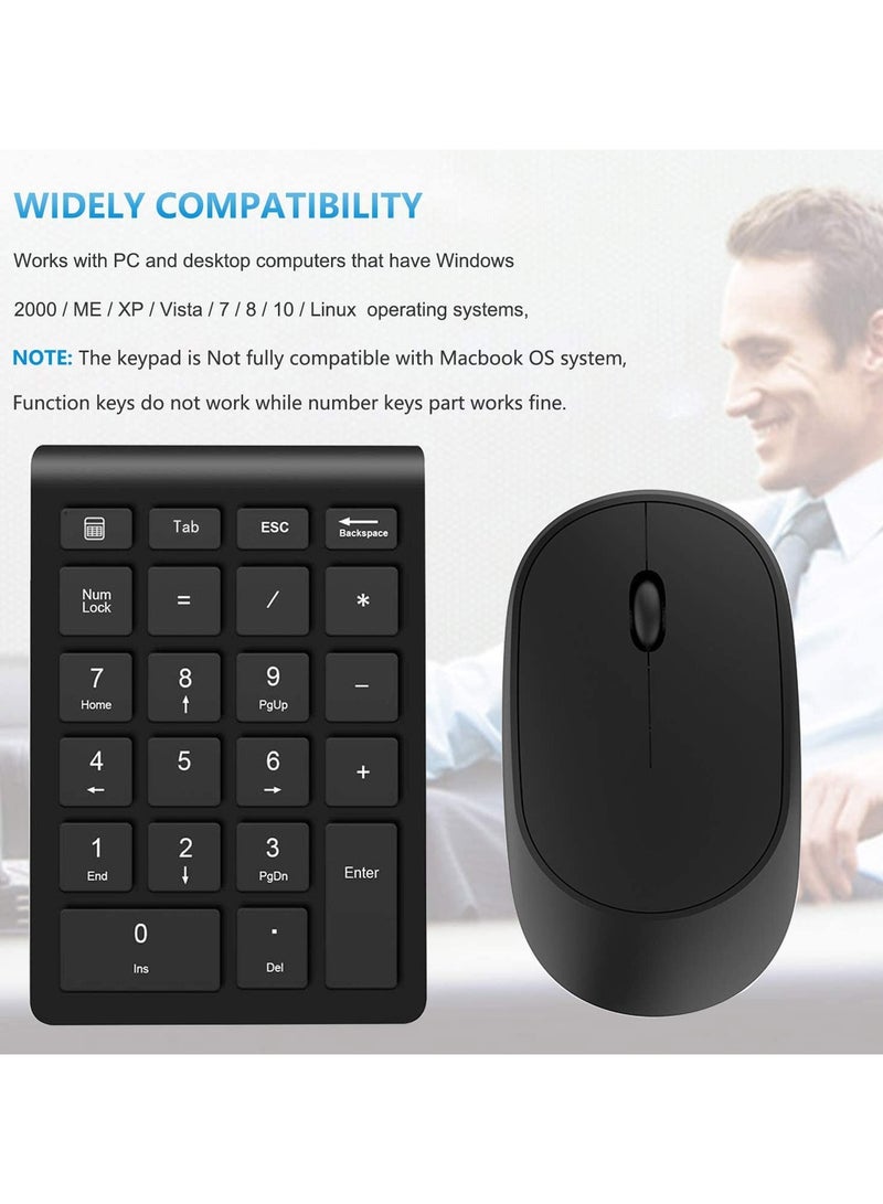 Wireless Number Pad and Mouse Combo Portable Ultra Slim 2.4GHz USB Wireless Numeric Keypad and Mouse Set - Image 3