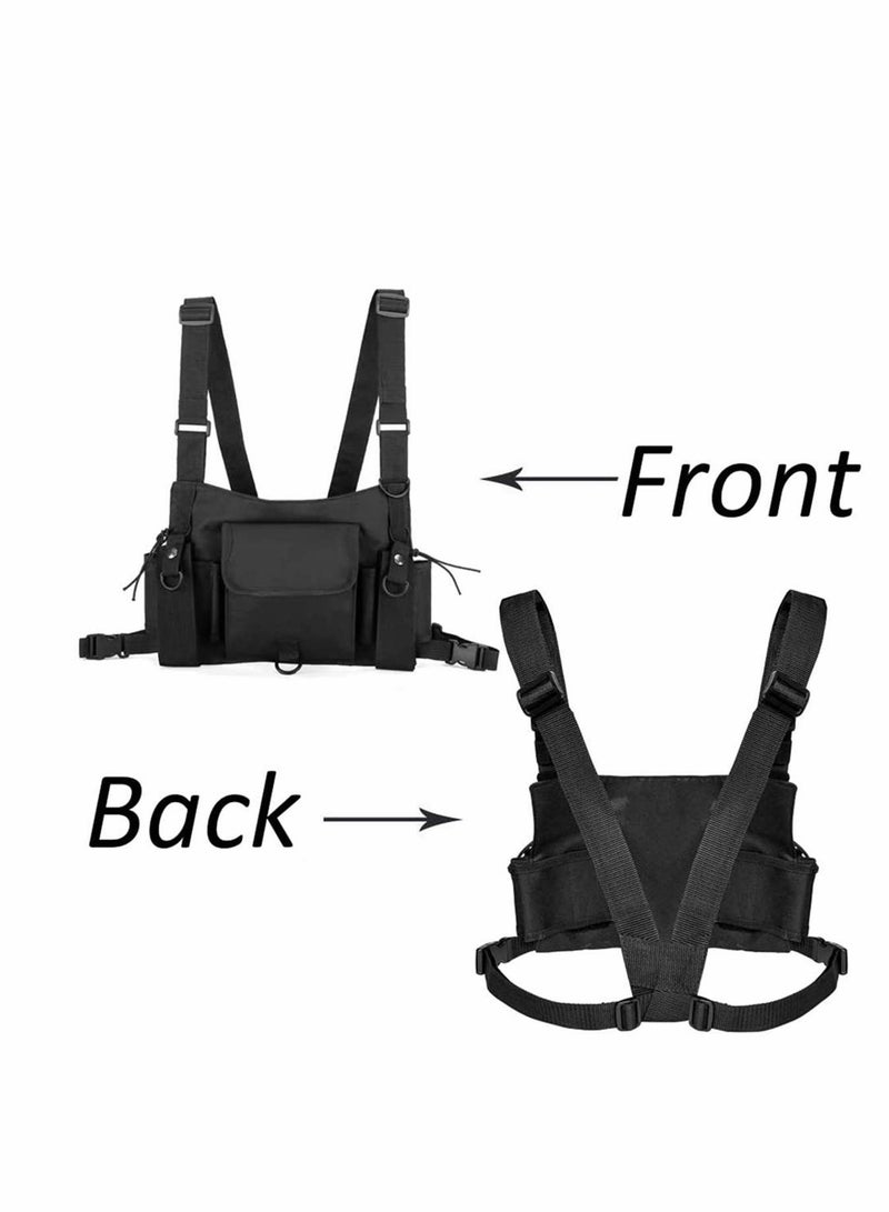 Generic Adjustable Radio Chest Harness Pouch Holster Vest for Hands-free Use, Universal Two-Way Walkie Talkie Pack and Backpack Pocket Holder - Image 2