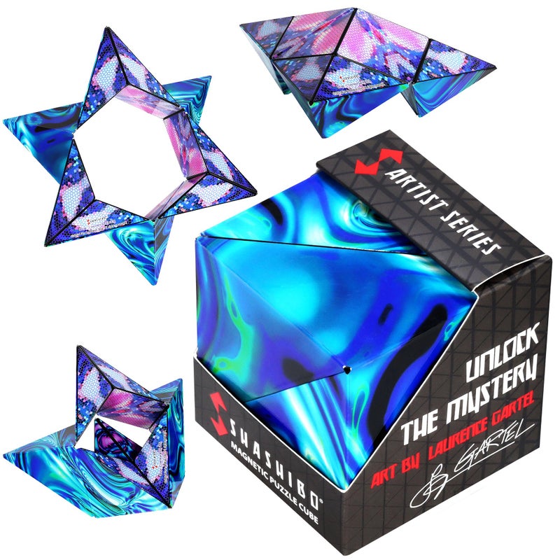 Shashibo Shape Shifting Box - Award-Winning, Patented Fidget Cube w/ 36 Rare Earth Magnets - Transforms Into Over 70 Shapes, Gift Box, Download Fun in Motion Toys Mobile App (Mystic Ocean, 4 Pack) - Image 1