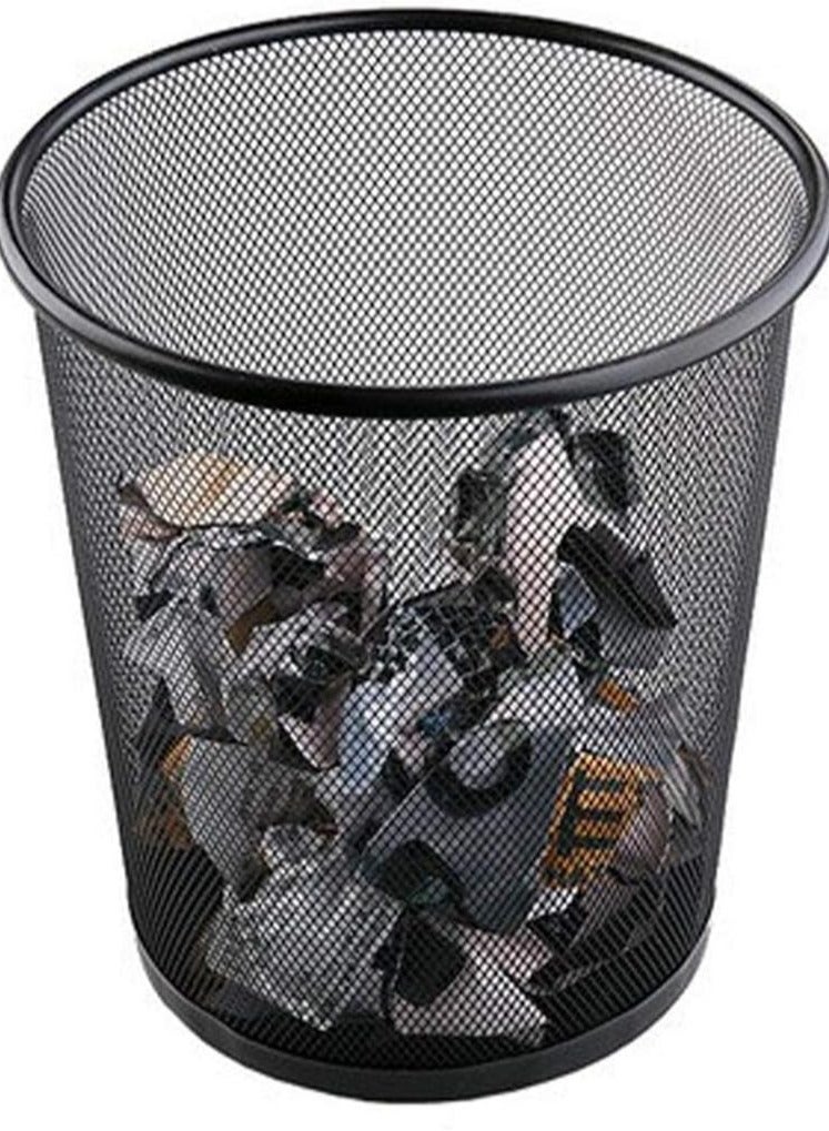 Black metal mesh wastebasket - Image 1