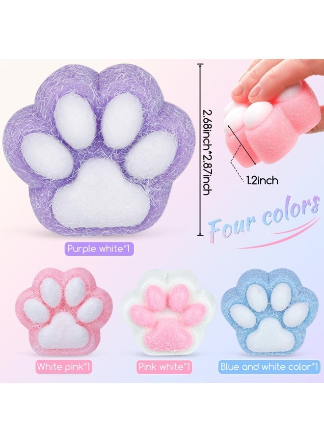 4Pcs Cat Paw Taba Squishy Stress Relief Toys, Cute Sensory Toys, Super Soft Squeeze Fidget Toys, Stretchy Elastic Cat Paws, Gift For Kids Adults, Portable Push Pop Stress Relief, 2.68x2.87 Inch - Image 2