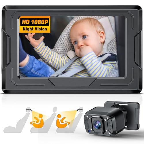 FEISIKE Baby Car Camera, 4.3'' Back Seat Baby Car Camera Mirror for Crystal Infrared Night Vision, 360° Rotation & 149° Wide View, 3 Mins Easy Installation - Image 1