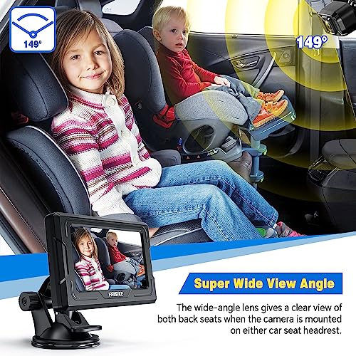 FEISIKE Baby Car Camera, 4.3'' Back Seat Baby Car Camera Mirror for Crystal Infrared Night Vision, 360° Rotation & 149° Wide View, 3 Mins Easy Installation - Image 3