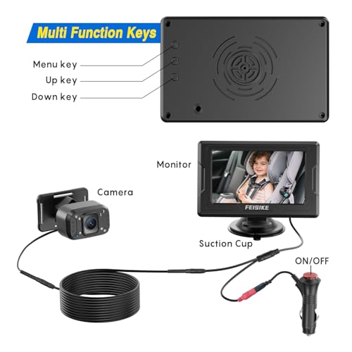 FEISIKE Baby Car Camera, 4.3'' Back Seat Baby Car Camera Mirror for Crystal Infrared Night Vision, 360° Rotation & 149° Wide View, 3 Mins Easy Installation - Image 5