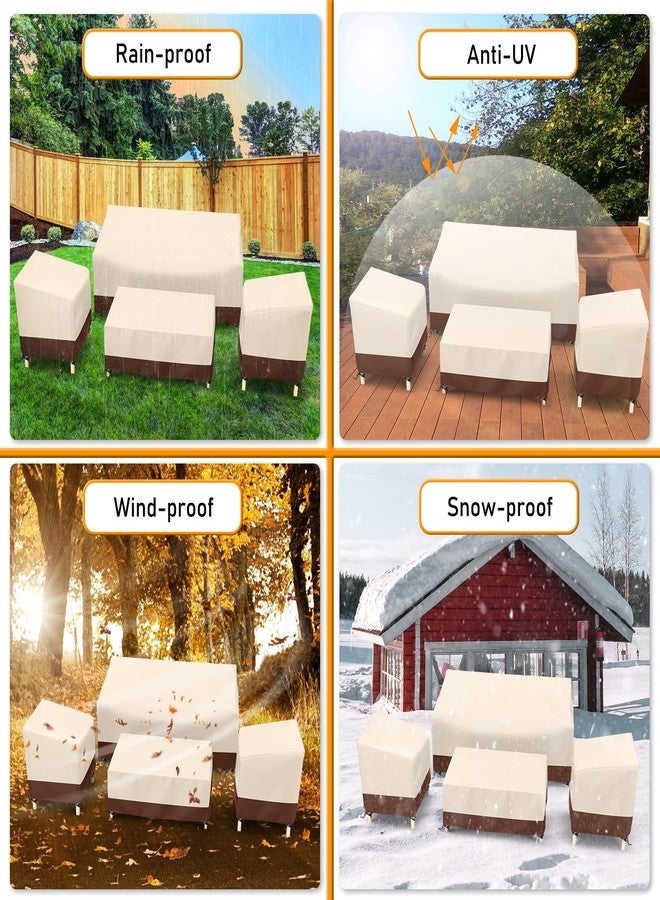 STARTWO Outdoor Furniture Cover Waterproof, Patio Furniture Covers 4 Piece Set, Heavy Duty 600D Patio Furniture Set Cover for Chairs, Couch, Table Coffee, Beige - Image 5