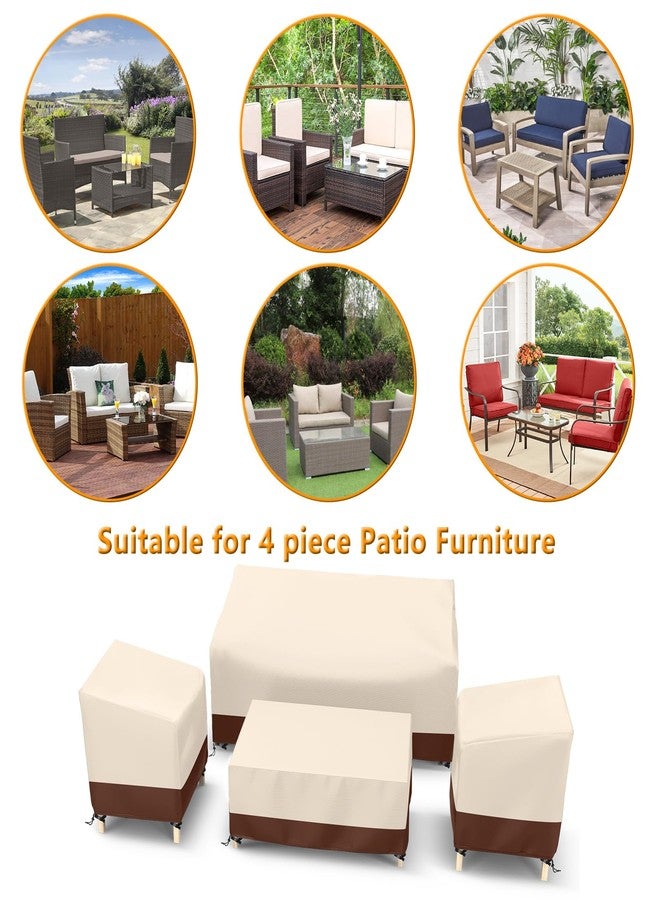 STARTWO Outdoor Furniture Cover Waterproof, Patio Furniture Covers 4 Piece Set, Heavy Duty 600D Patio Furniture Set Cover for Chairs, Couch, Table Coffee, Beige - Image 4