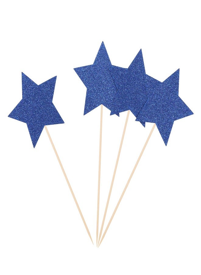 Navy Blue Glitter Star Table Toppers Twinkle Twinkle Little Star Centerpiece Sticks for Kid's Birthday Party Decorations - Pack of 8