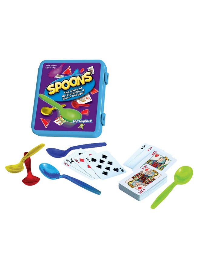 Spoons In A Case, Card Games For Kids - Spoons Game, Deck Of Cards, Fun Family Games For Kids And Adults, Playing Cards, Game Night, Travel Games, 3-6 Multi-Player Card Game, Games For Adults, Ages 7+