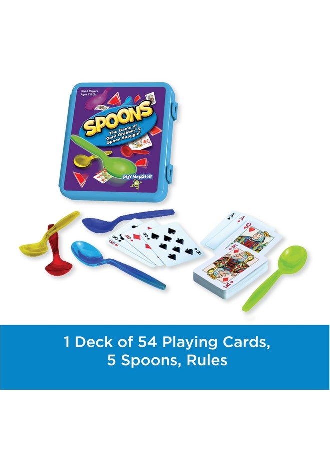 Spoons In A Case, Card Games For Kids - Spoons Game, Deck Of Cards, Fun Family Games For Kids And Adults, Playing Cards, Game Night, Travel Games, 3-6 Multi-Player Card Game, Games For Adults, Ages 7+