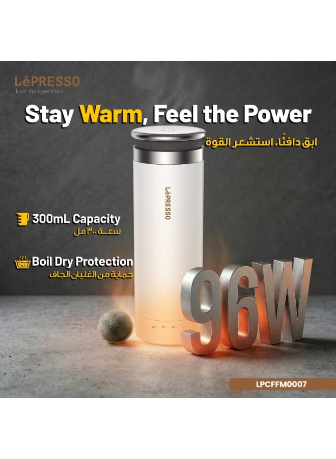 LePRESSO Portable Outdoor Electric Kettle with Adjustable Temperature Control 96W and 300mL Capacity / Boil dry Protection / Adjustable Temperature Control / Vacuum Double-Layer Insulation - Blue Teal - Image 5