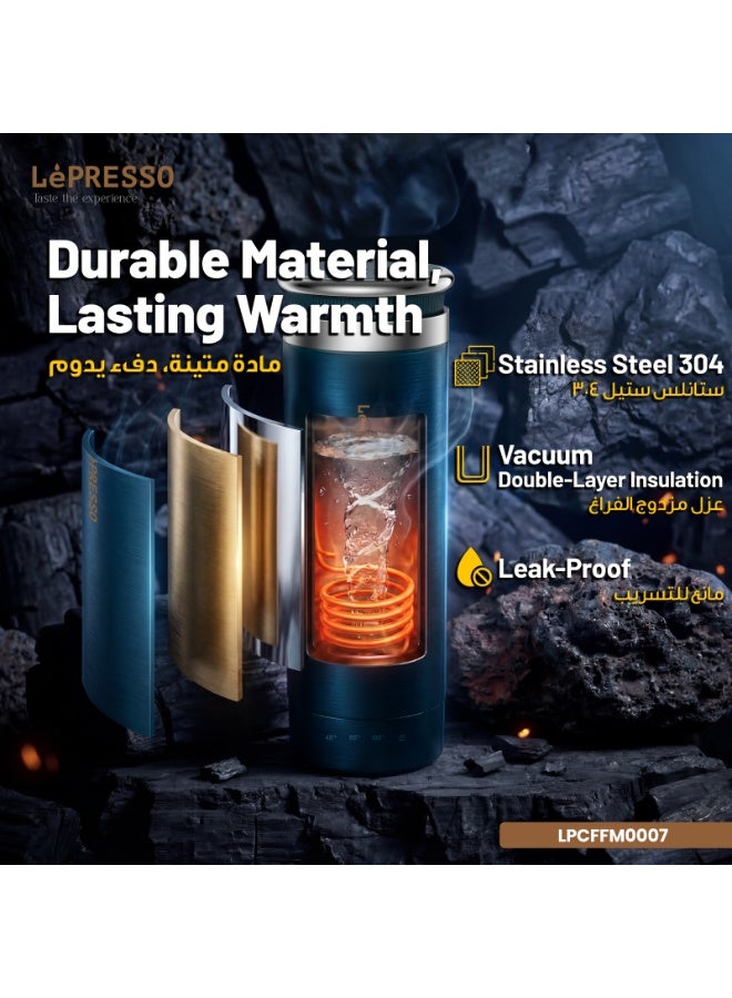 LePRESSO Portable Outdoor Electric Kettle with Adjustable Temperature Control 96W and 300mL Capacity / Boil dry Protection / Adjustable Temperature Control / Vacuum Double-Layer Insulation - Blue Teal - Image 3