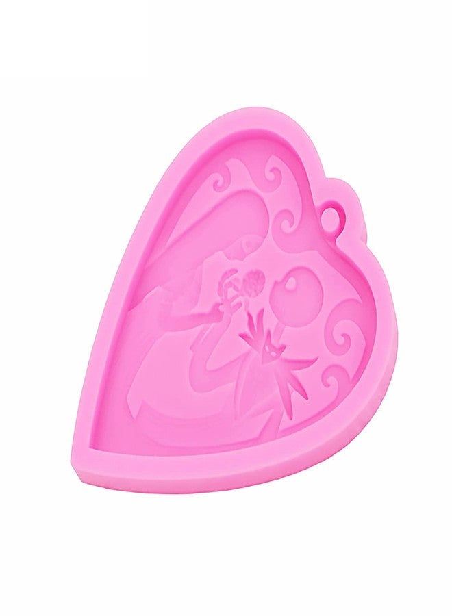 Jansowin Halloween Theme Skull Lover Heart Shaped Keychain Silicone Mold with Hole for DIY Necklace Craft Candy Desserts Epoxy Crystal Earrings Bag Tag Luggage Trinket Decoration Pendant Mold - Image 3