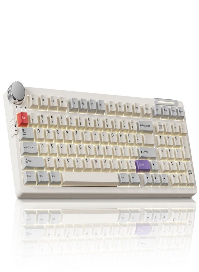 ZORNHER ZH980 Pro Wireless Mechanical Keyboard,95% White Gaming Keyboard,Full Size Gaming Keyboard with Number Pad,Creamy Keyboard,Double Shot Keycaps,Creamy Sounding Linear Switches,Hot-Swappable - Image 1