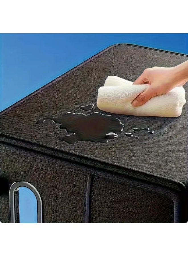 Premium PU Leather Storage Box Organizer for Car, Office & Home – Large Capacity Desk Organizer with Compartments (Black) - Image 3