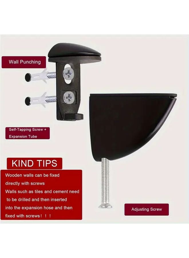 4pcs Black Adjustable Laminate Clips with 16pcs Screws Glass Bracket Wall Mount - Image 4