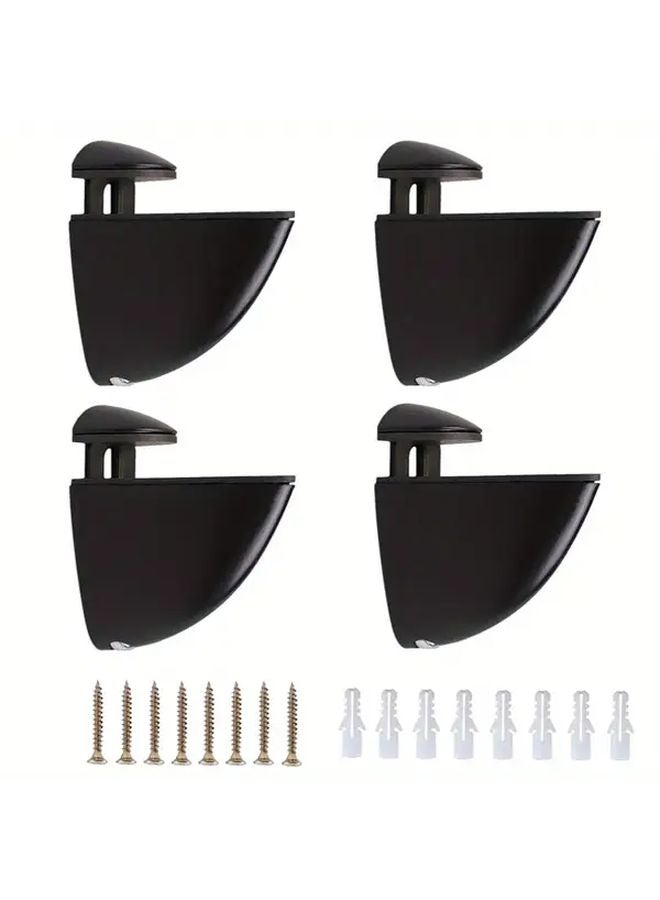 4pcs Black Adjustable Laminate Clips with 16pcs Screws Glass Bracket Wall Mount - Image 1