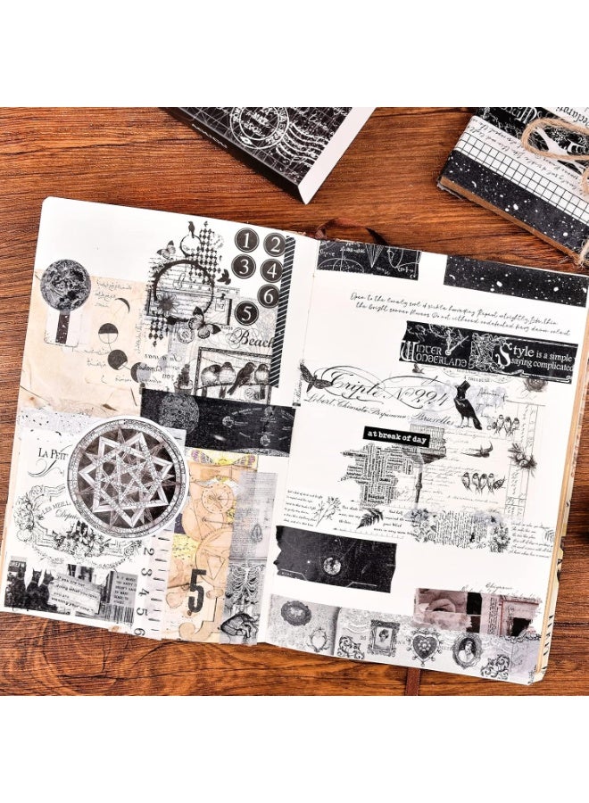 20 Rolls Vintage Washi Tape Set,Wide Floral Stamp Letter Old Newspaper Antique Retro Decorative Masking Tape Sets for Scrapbook, Craft,Kids, Scrapbooking Supplies (Black) - Image 4