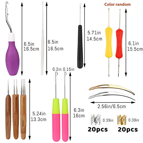 MORFEN 52 Pcs Dreadlock Crochet Hook Set, Crochet Needles for Hair, Hair Knitting Needle Tools Set with Different Sizes Latch Hook, Dreadlocks Hair Ring Dreadlock Accessories for Hair Braiding - Image 2