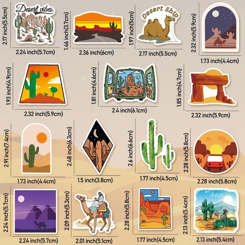 QTL Waterproof Vinyl Stickers Pack for Laptop Kindle Scrapbooking (100 Pcs Desert Camel Style) - Image 3