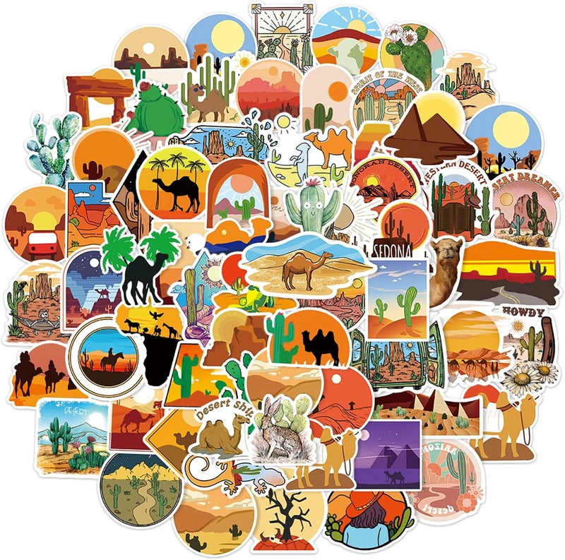 QTL Waterproof Vinyl Stickers Pack for Laptop Kindle Scrapbooking (100 Pcs Desert Camel Style) - Image 1