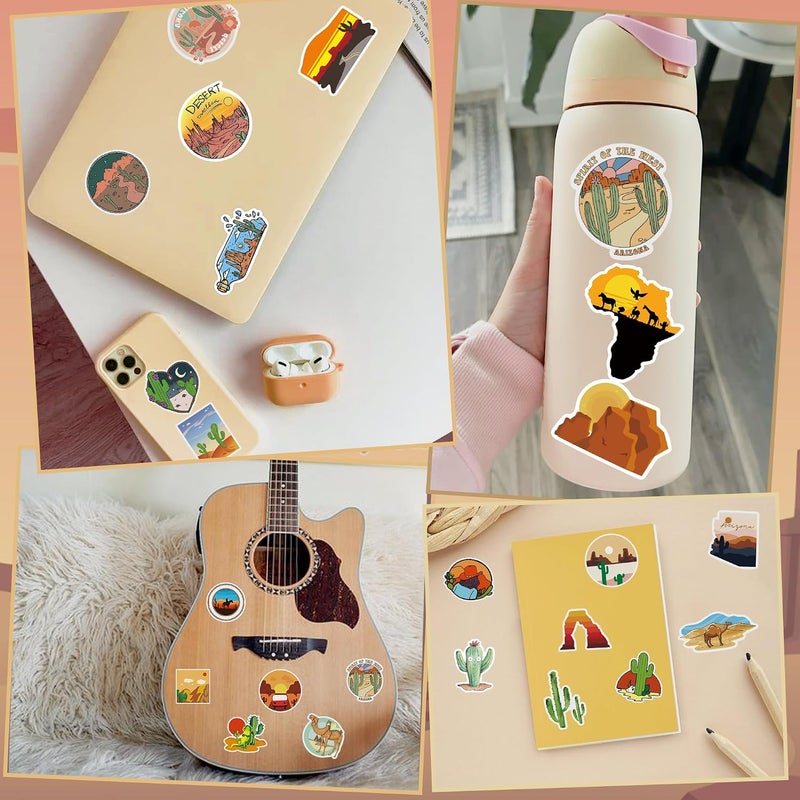 QTL Waterproof Vinyl Stickers Pack for Laptop Kindle Scrapbooking (100 Pcs Desert Camel Style) - Image 2