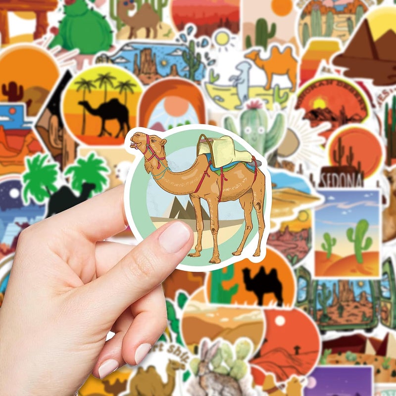QTL Waterproof Vinyl Stickers Pack for Laptop Kindle Scrapbooking (100 Pcs Desert Camel Style) - Image 5