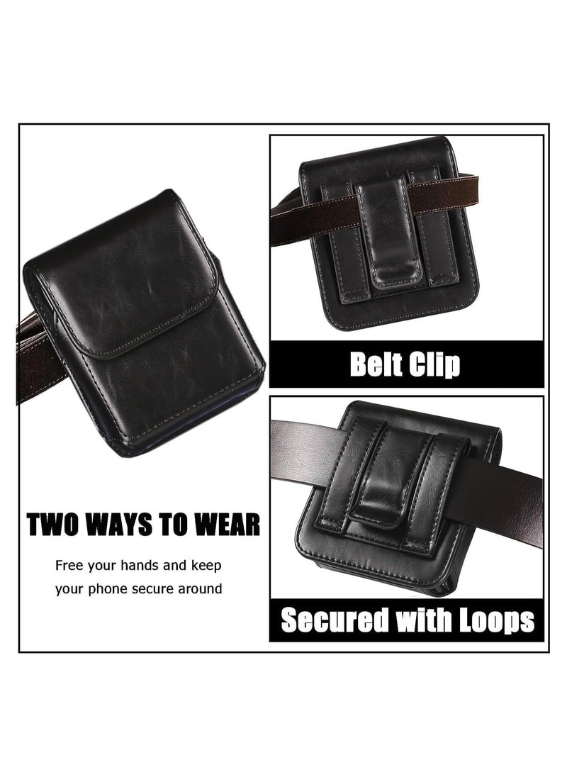 Belt Holster Compatible Motorola Razr 40 Ultra Case with Belt Clip,Motorola Razr Case,Leather Pouch with Clip Holster Phone Case for Galaxy Z Flip 5,Z Flip 4,Z Flip 3,Z Flip 5G - Image 4