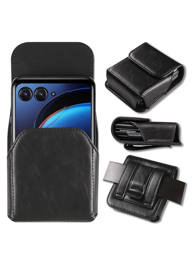 Belt Holster Compatible Motorola Razr 40 Ultra Case with Belt Clip,Motorola Razr Case,Leather Pouch with Clip Holster Phone Case for Galaxy Z Flip 5,Z Flip 4,Z Flip 3,Z Flip 5G - Image 1