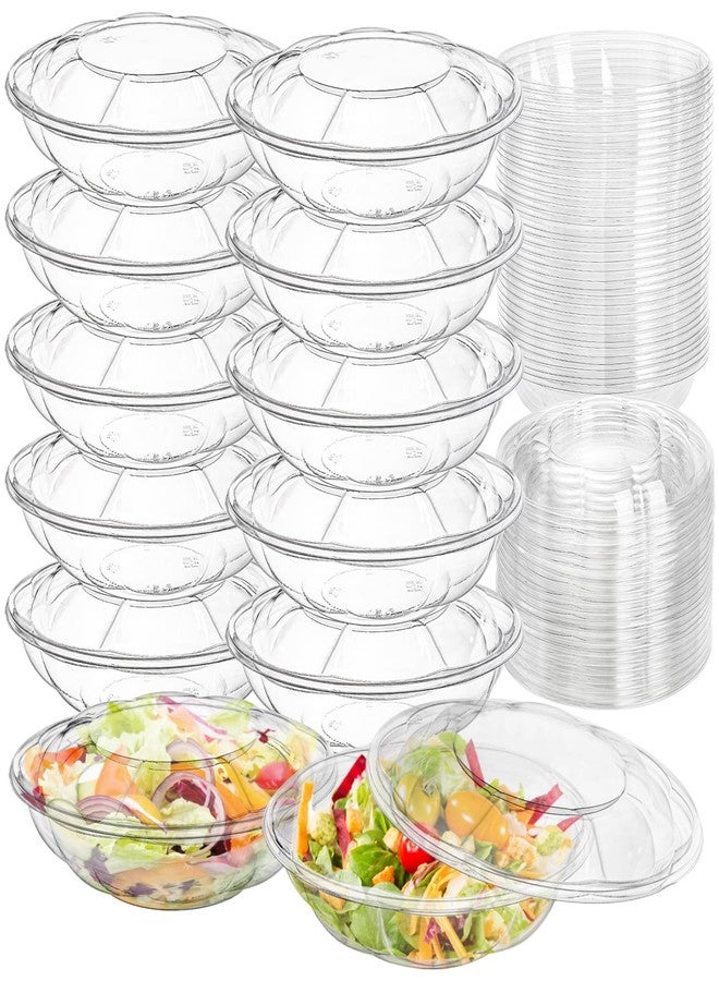 Mezchi 50 Pack Plastic Salad Bowls with Lids, 18 oz Disposable Salad To-Go Container for Lunch, Clear Acai Bowls for Takeout Fruits, Meal Prep, Nuts, Serving, and Mixing - Image 1