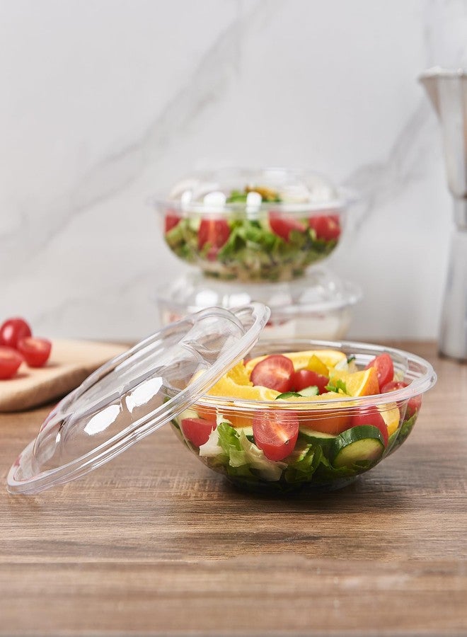 Mezchi 50 Pack Plastic Salad Bowls with Lids, 18 oz Disposable Salad To-Go Container for Lunch, Clear Acai Bowls for Takeout Fruits, Meal Prep, Nuts, Serving, and Mixing - Image 5