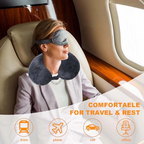 Far win Travel Pillow,100% Pure Memory Foam U Shaped Neck Pillow,Super Lightweight Portable Headrest Great for Airplane, Car,Home,Office,Sleeping Rest (Black) - Image 2