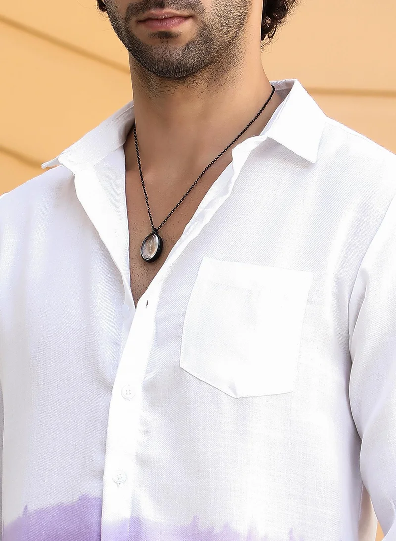 كامبوس سوترا Men's Lilac Ombre-Plunge Regular Shirt