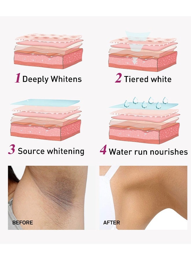AuQuest 50ML Underarm Instant Bleaching Cream, Whitening Cream For Women For Dark Armpit Body Face Lightening Cream Intimate Skin Cream For Knees Armpit Elbows Private Areas - Image 5