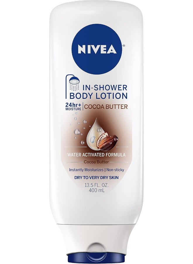 Nivea Cocoa Butter In-Shower Body Lotion - Non-Sticky For Dry To Very Dry Skin - 13.5 Oz. Bottle - Image 1