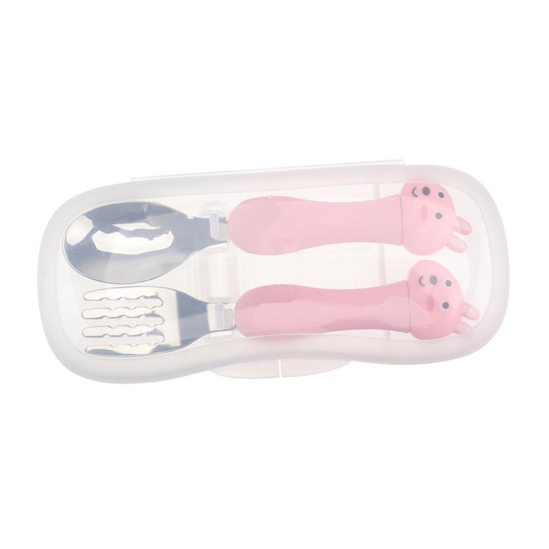SUPVOX Pink Bunny Cutlery Set With Storage Box Portable Spoon Fork For Kids - Image 2