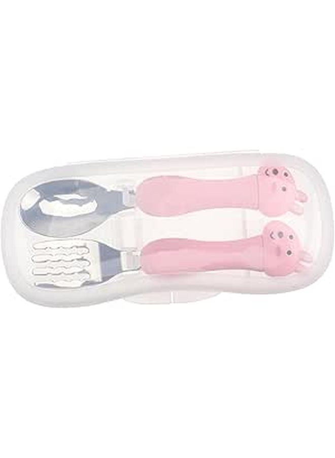 SUPVOX Pink Bunny Cutlery Set With Storage Box Portable Spoon Fork For Kids - Image 1