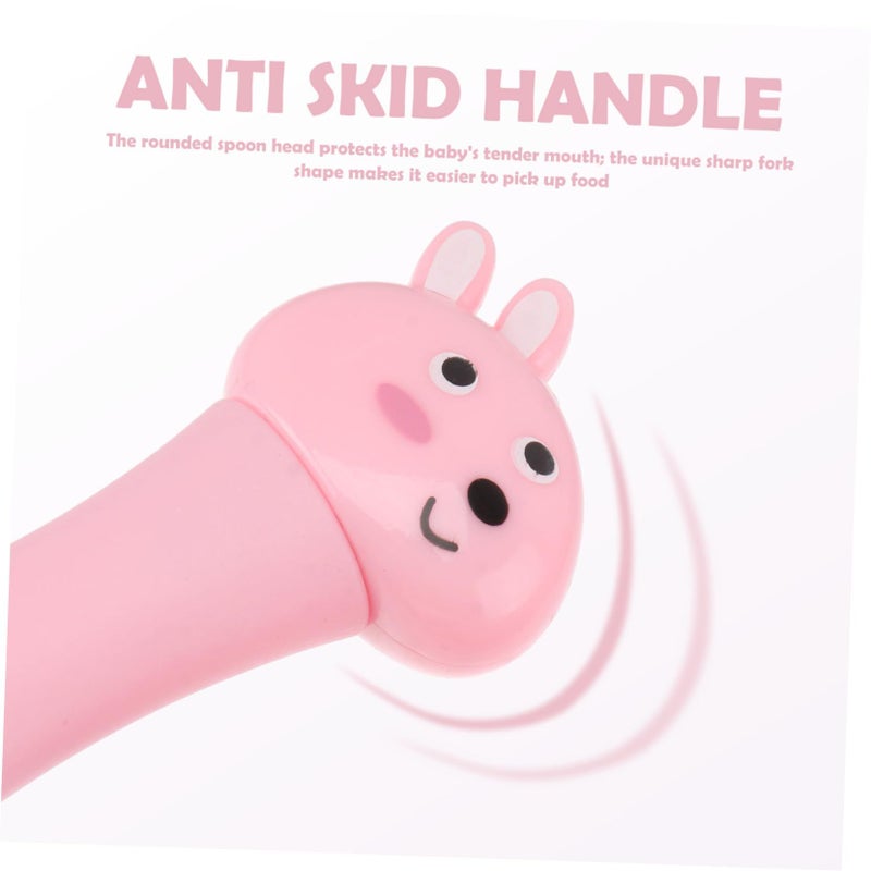 SUPVOX Pink Bunny Cutlery Set With Storage Box Portable Spoon Fork For Kids - Image 4