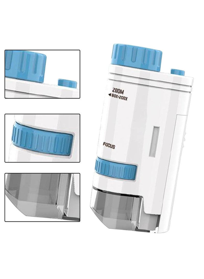 Illumination microscope, 80x-200x zoom mini microscope, portable microscope for children, mini hand magnifying glass with LED illumination for children of science students - Image 5